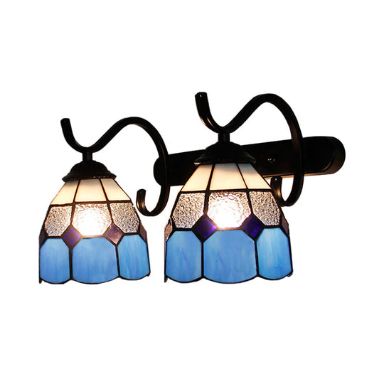Stained Glass Tiffany Wall Sconce With 2 Light Heads In Multi-Color Options - Ideal For Bathrooms