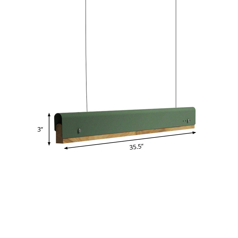 Modern Wood and Metal Rectangle Ceiling Pendant Light - 23.5"/35.5"/47" Wide - 1 Light - White/Pink/Yellow Hanging Lamp Kit