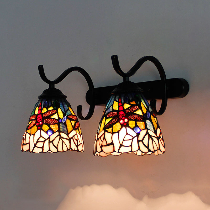 Dragonfly Wall Lighting Stained Glass Double Sconce Light - Country Style In Black
Or
Stained Black