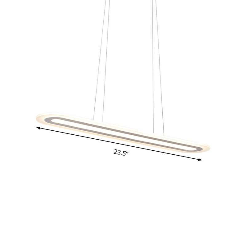 Simplicity Led Acrylic Hanging Lamp Kit - White Oval Ceiling Pendant In Warm/White/Natural Light