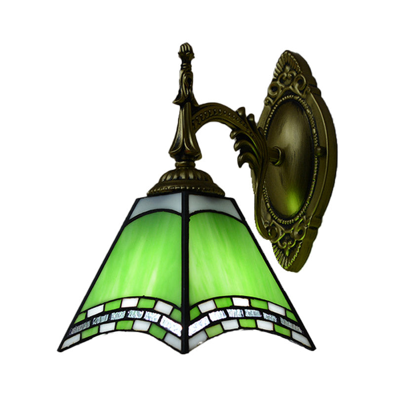 Tiffany Pyramid Stained Glass Sconce Lamp - Green/Blue/Yellow