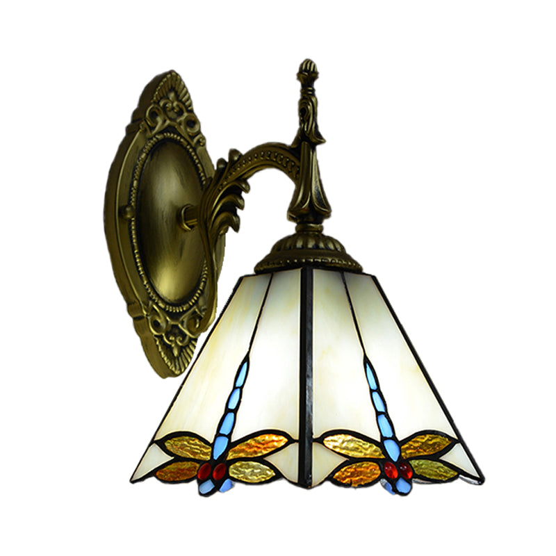 Dragonfly Stained Glass Wall Sconce - Decorative Mount Lamp