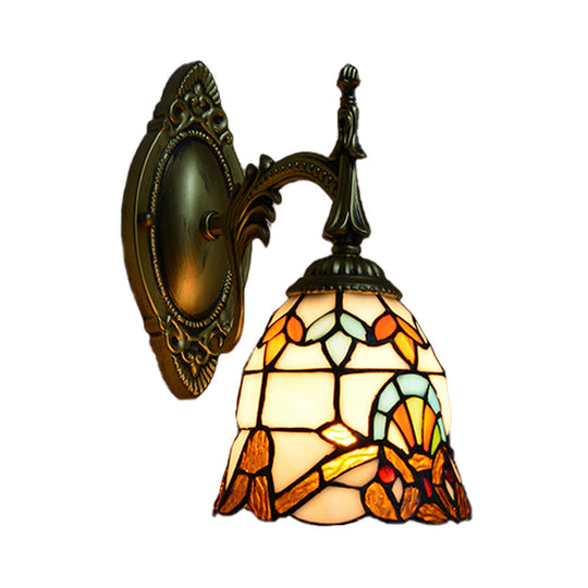 Baroque-Style Stained Glass Bell Sconce Wall Light: Bedside Lighting Fixture