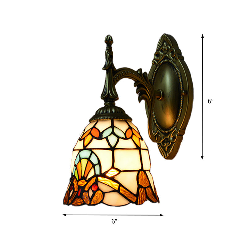 Baroque-Style Stained Glass Bell Sconce Wall Light: Bedside Lighting Fixture