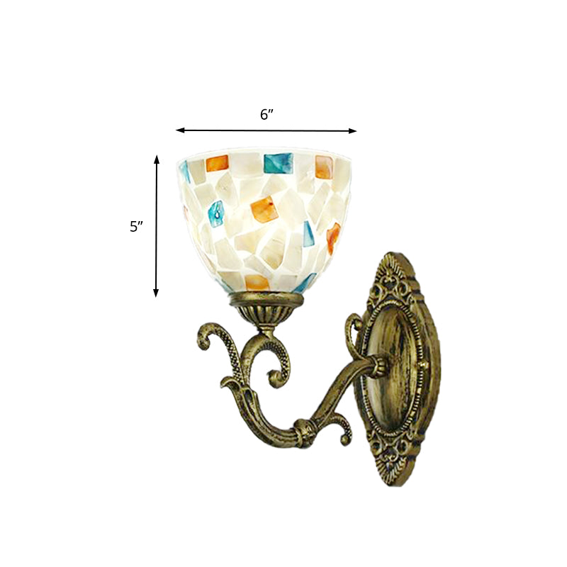 Tiffany Style Shell Wall Light With Aged Brass Finish