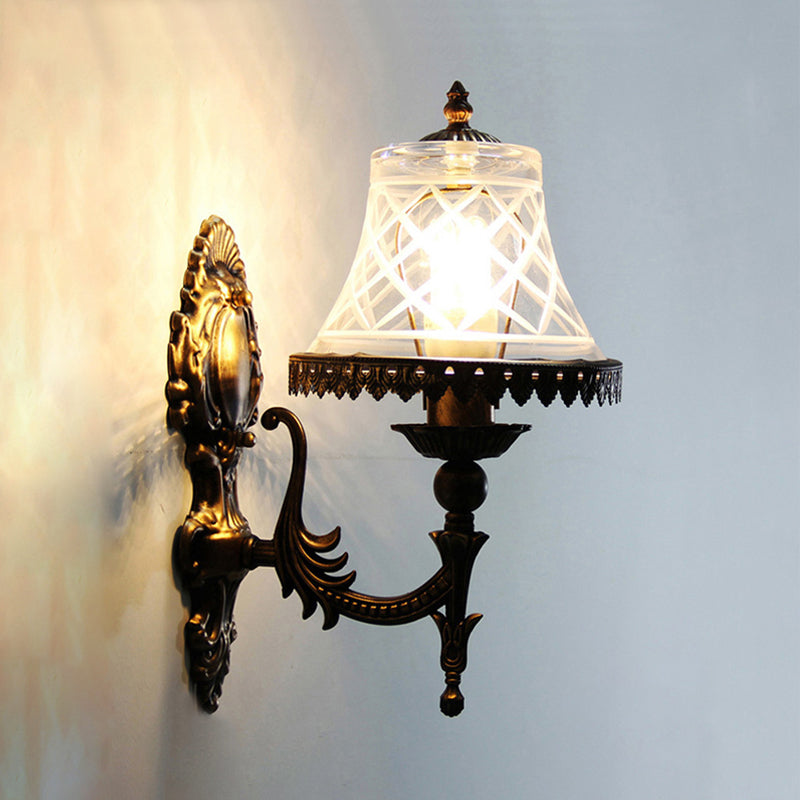 Classic Bell Wall Sconce Light: Clear Glass 1-Light Fixture For Dining Room