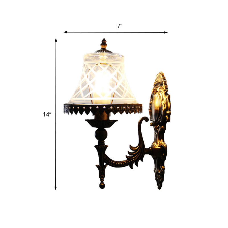 Classic Bell Wall Sconce Light: Clear Glass 1-Light Fixture For Dining Room