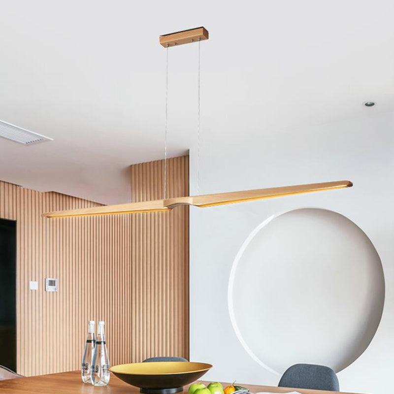 Minimalist Linear Wooden Pendant Led Light Fixture For Office Ceiling Wood