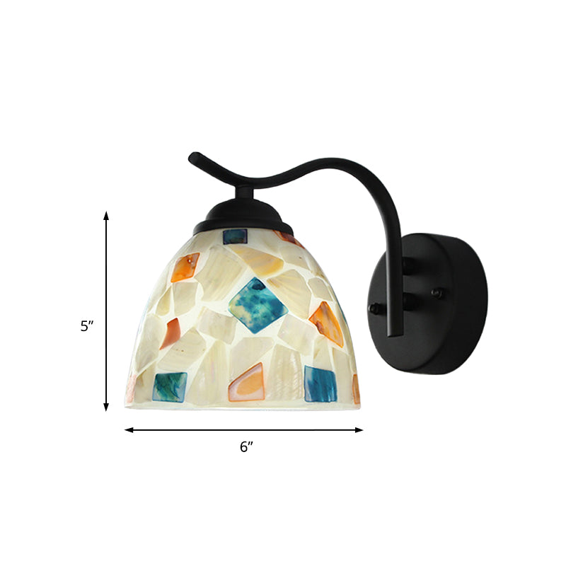 Tiffany Multicolor Stained Shell Wall Light - White Bowl Sconce 1 Head Fixture