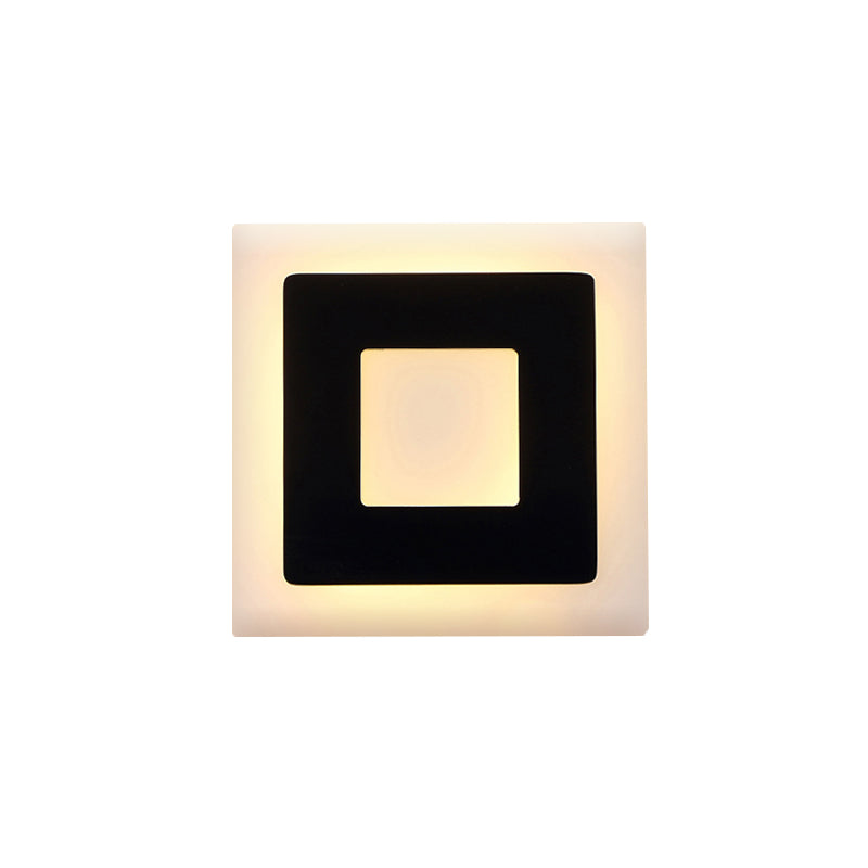 Modern Black/White Led Sconce Lamp - 1 Light Acrylic Wall Mount In Warm/White