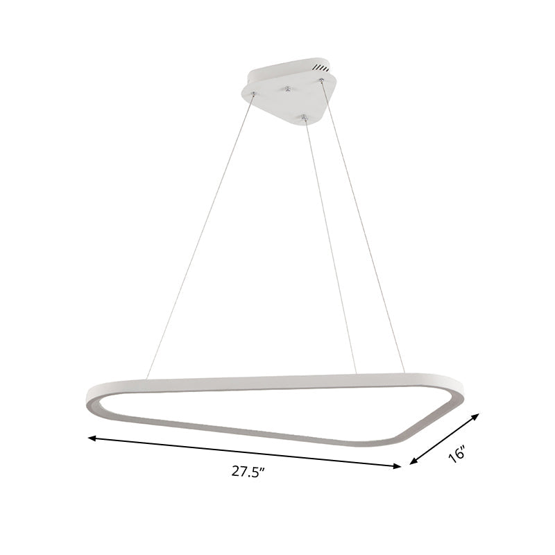 Contemporary White Triangle LED Suspension Lamp with Remote Control Dimming