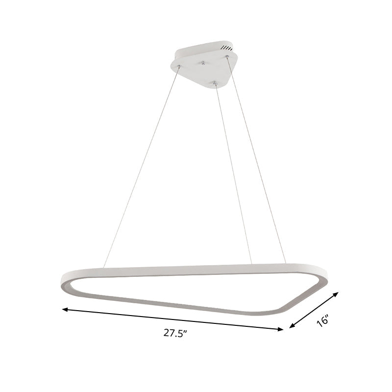 Modern Triangle Suspension Led Pendant Light With Remote Control Dimming - White