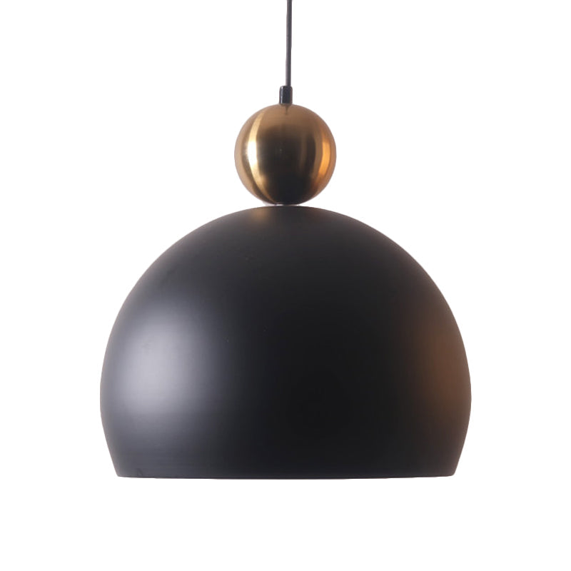 Modernist Style Black Hanging Pendant Lamp with Metal Dome Shade for Living Room