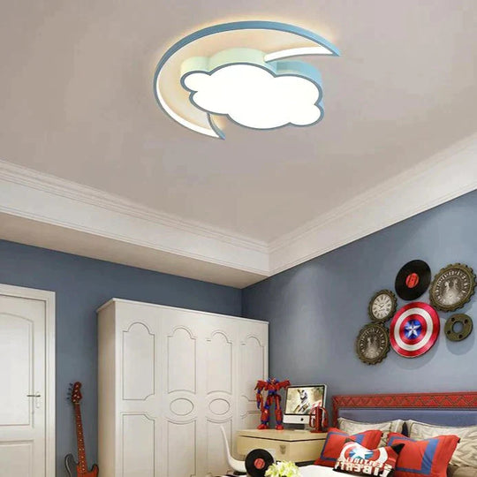 Simple Modern Bedroom Cloud Ceiling Lamp Blue / White Light