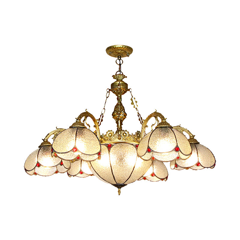 Rustic Floral Chandelier Pendant with Clear Glass and 6 Lights - Ideal for Hallways