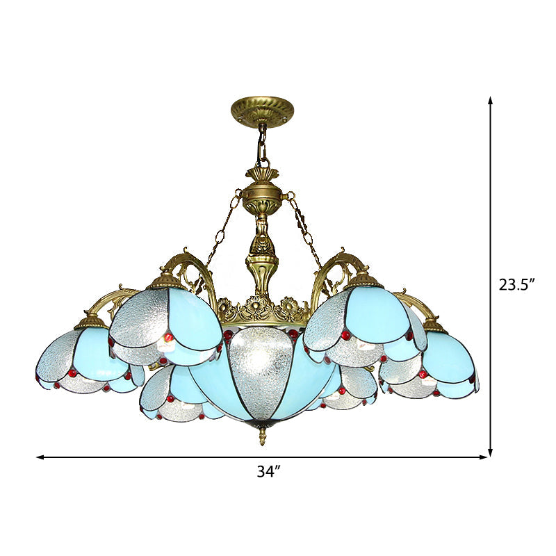 Blue Stained Glass Petal Chandelier for Indoor Living Rooms