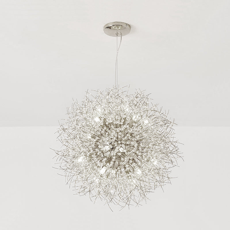 Modern Silver Dandelion Pendant Light For Cafe Restaurant / 16