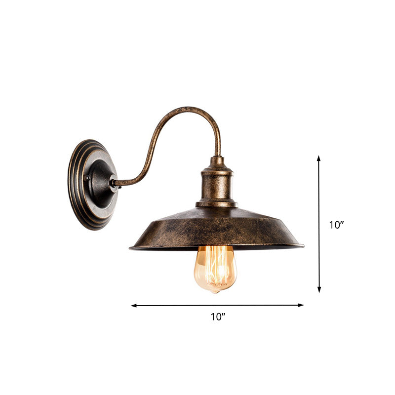Barn Wall Mount Light With Gooseneck Arm In Bronze - 10/14 Wide Wrought Iron