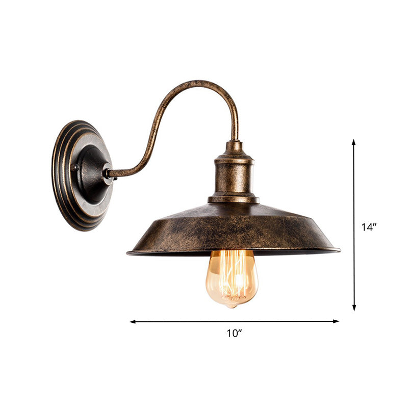 Barn Wall Mount Light With Gooseneck Arm In Bronze - 10/14 Wide Wrought Iron