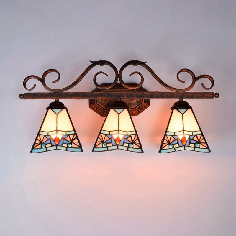 Tiffany White Glass Cone Wall Sconce - Antique Copper Finish