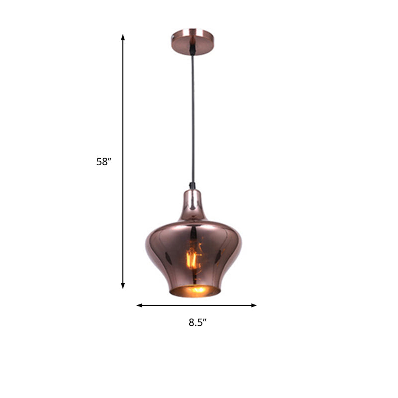 Copper Modern Ceiling Pendant Light with Mirror Glass Shade - Perfect for Dining Room