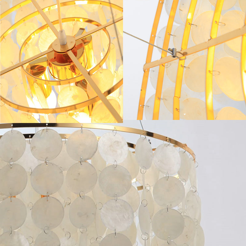 Modern Shell LED Pendant Ceiling Light for Bedroom - White Wind Chime Hanging Lighting