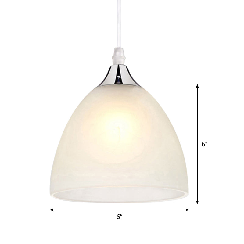 Modern Polished Nickel Kitchen Pendant Light with White Glass Shade