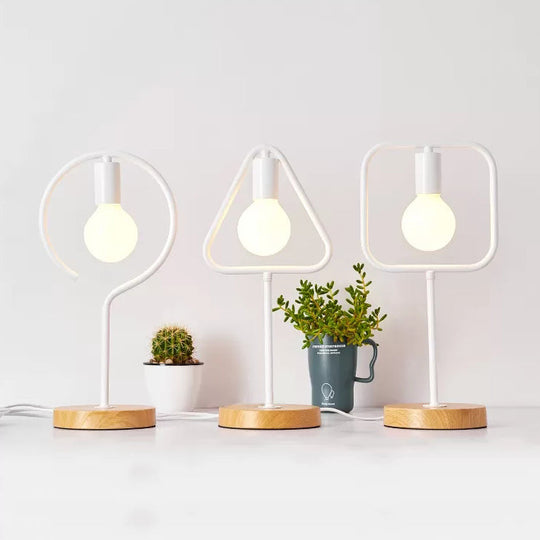 White Metal Geometric Desk Lamp - Modern & Stylish Lighting For Study Room