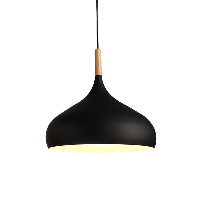 9.5"/12.5"/14"W Teardrop Pendant Lighting in Nordic Style Metal 1 Light Black/White/Gold Hanging Light