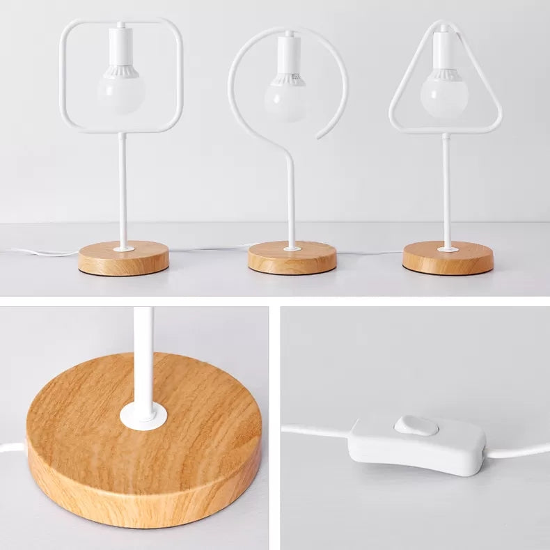White Metal Geometric Desk Lamp - Modern & Stylish Lighting For Study Room