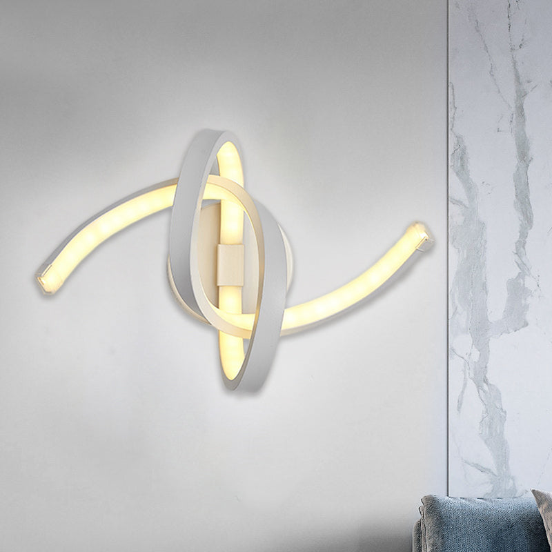 Modern Metallic Led Knotted Linear Wall Sconce Light - White Mounted Lighting