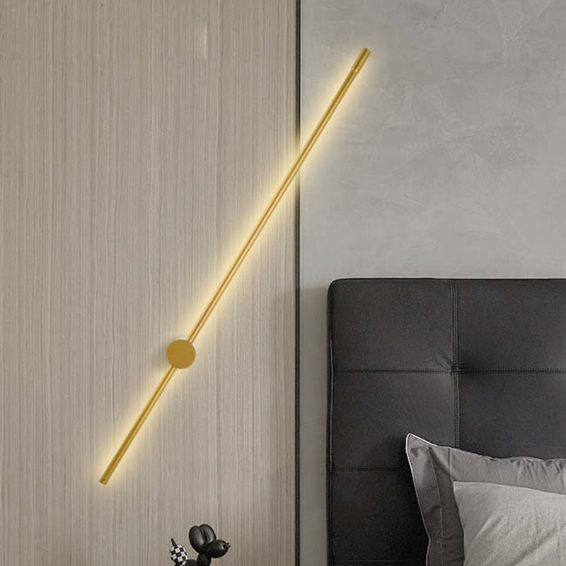 Modern Gold Led Bedside Wall Light Sconce - Minimalist Linear Metal Design (47/57 Width)