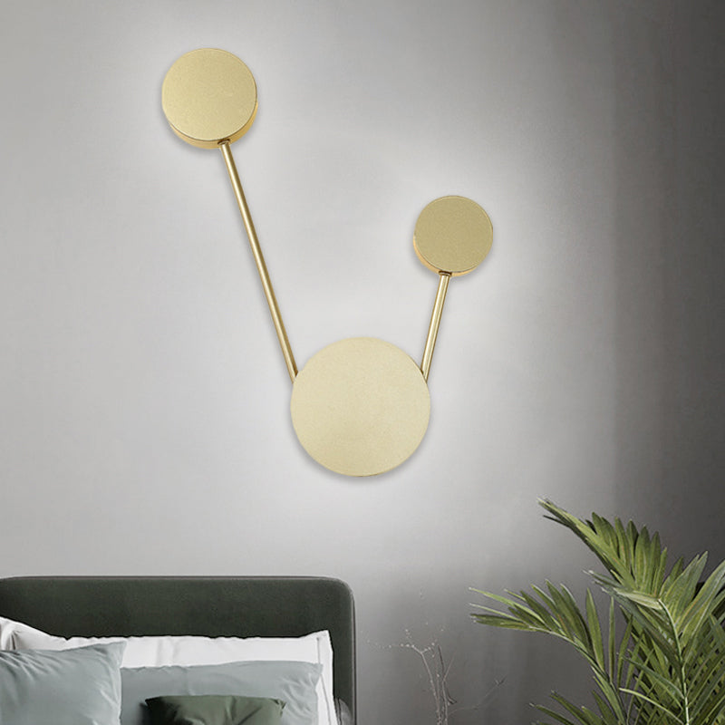 Minimalist Gold Led Corridor Wall Sconce With Round Metal Shade