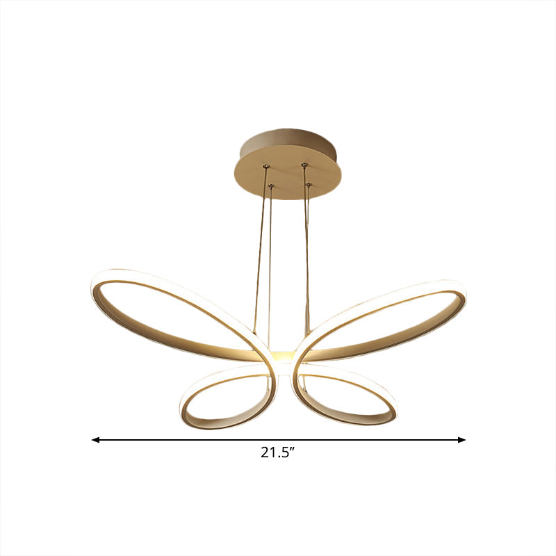 Modern Metal LED Chandelier - Butterfly Frame with Gold Finish, Warm/White Lighting - Perfect for Restaurants