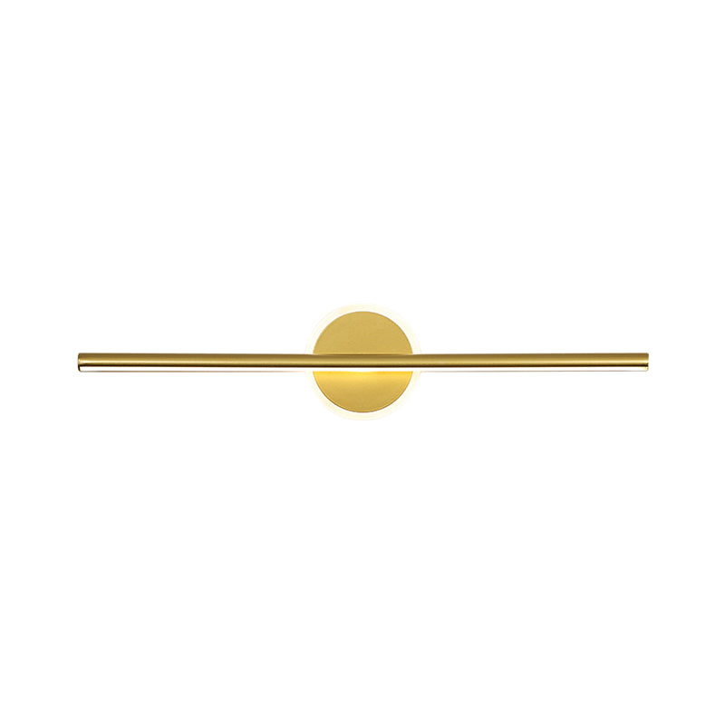 Minimalist Led Wall Sconce In Gold - Metal Linear & Round Vanity Light 16/23.5/31.5 Wide