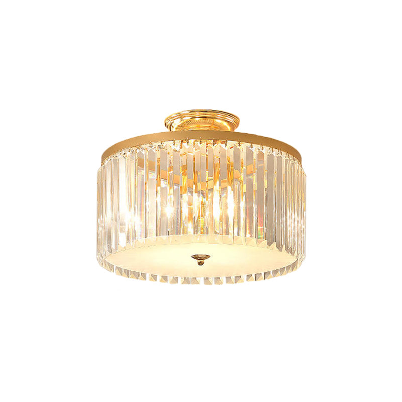 Contemporary Gold Led Ceiling Fixture For Bedroom With Crystal Rods