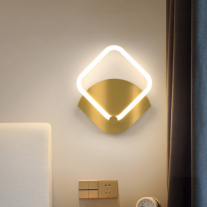 Modern Gold Led Rhombus Flush Wall Sconce: Contemporary Acrylic Lighting In Warm/White Light / White