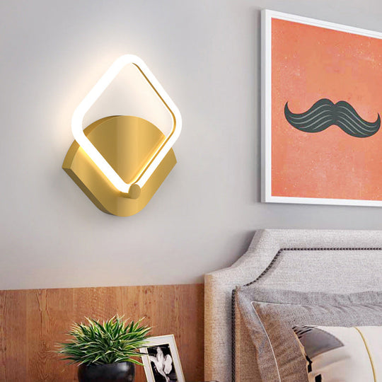 Modern Gold Led Rhombus Flush Wall Sconce: Contemporary Acrylic Lighting In Warm/White Light