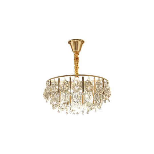 Modern Crystal Conic Chandelier - Gold Pendant Light Kit With Tiered Design 3/4 Lights 16/19.5 Width