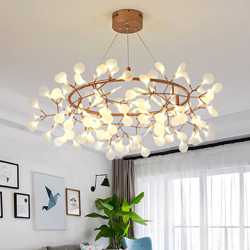 Modern Branch Chandelier With Leaf Deco Acrylic & Metal Gold Finish - 81/108-Light Hanging Lamp 81 /