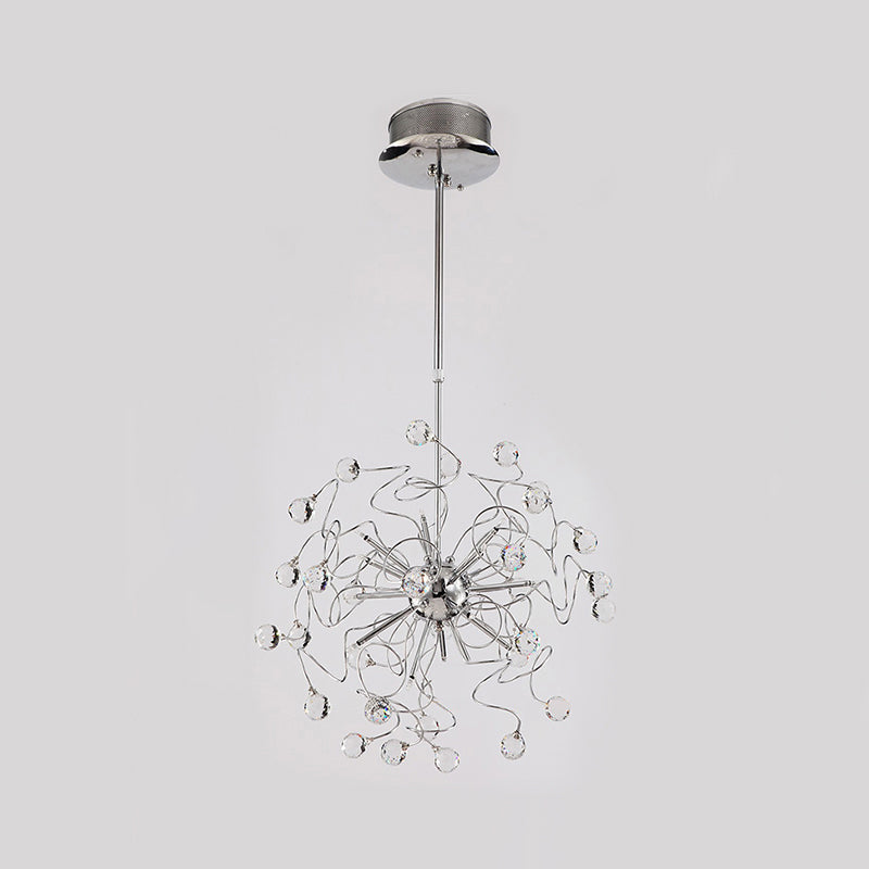Contemporary Crystal Led Sphere Chandelier Pendant Light Silver White/Warm