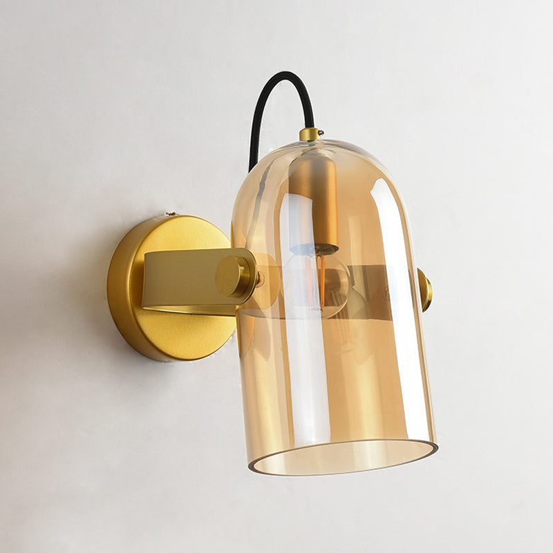 Beautiful Swivel Shade Cloche Bedside Sconce With Vintage Wall Mounted Amber/Smoke Glass - 1 Bulb