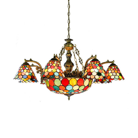 11-Light Stained Glass Tiffany Chandelier with Antique Bronze Finish and Unique Patterns