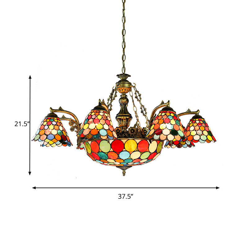 11-Light Stained Glass Tiffany Chandelier with Antique Bronze Finish and Unique Patterns