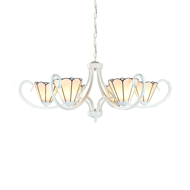 Tiffany Cone Pendant Chandelier with 5/6/8 Traditional Glass Lights for Living Room