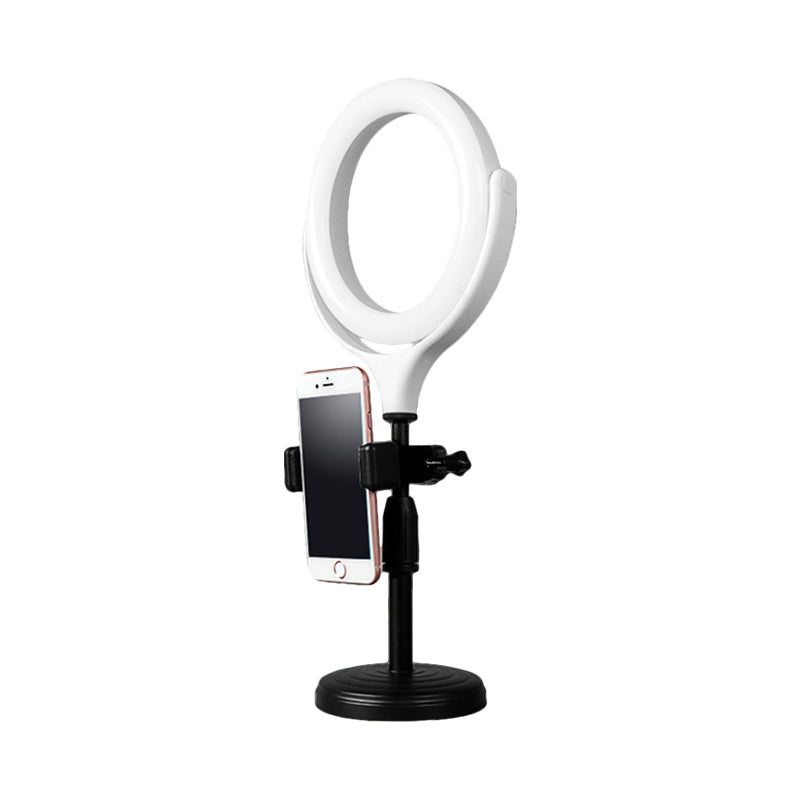 Rotatable Led Round Mirror Light With Usb Port- Modernist Metallic Flush Lighting White