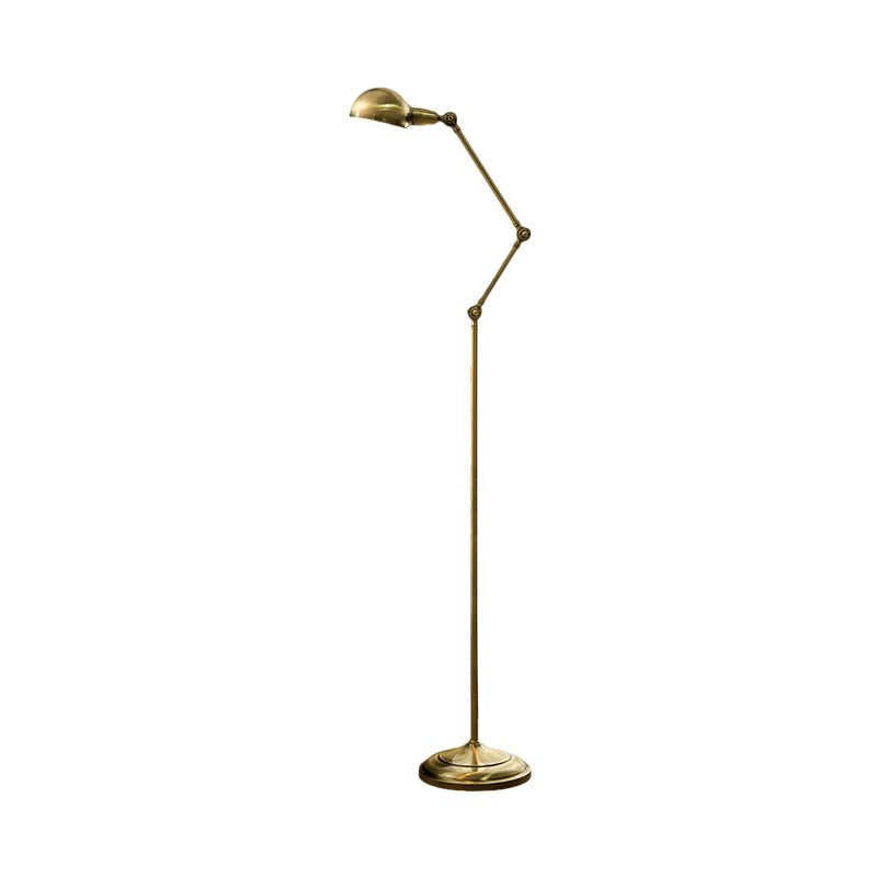 Modern Brass Stand Up Lamp - Sleek Multi-Joint Floor Reading Light With Metal Shade