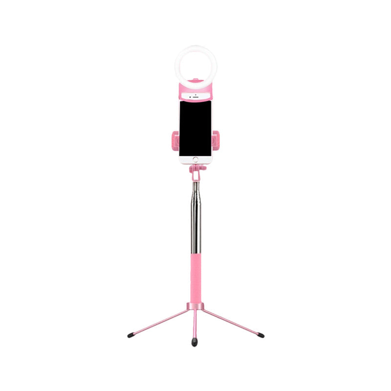 Contemporary Pink Metal Mobile Phone Holder With Ring Make-Up Lamp And Led Fill Flush Light