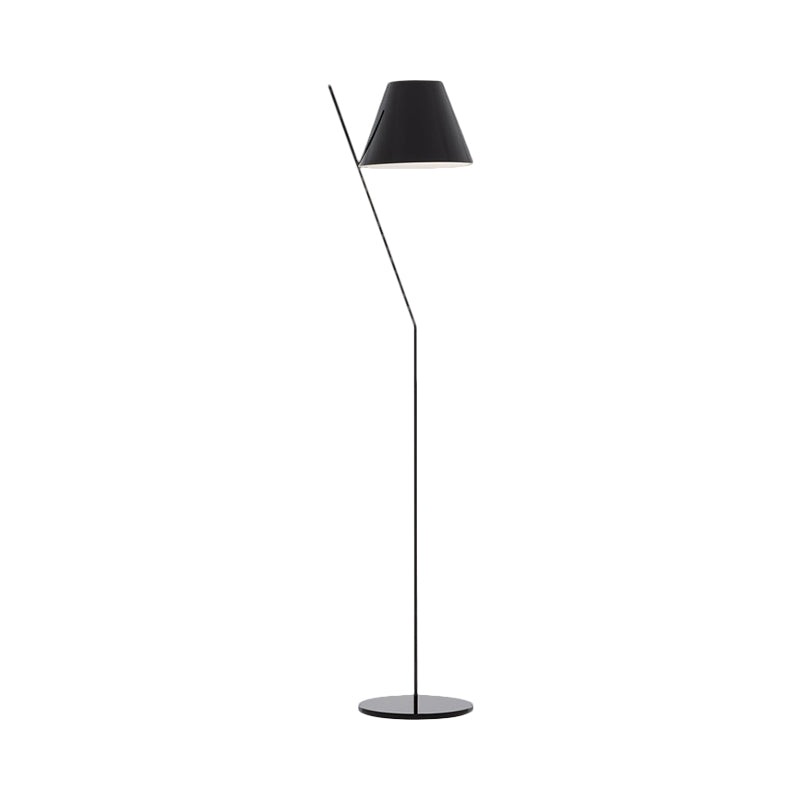 Minimalist 1-Light Black Cone Floor Lamp For Drawing Room - Elegant Fabric Lighting