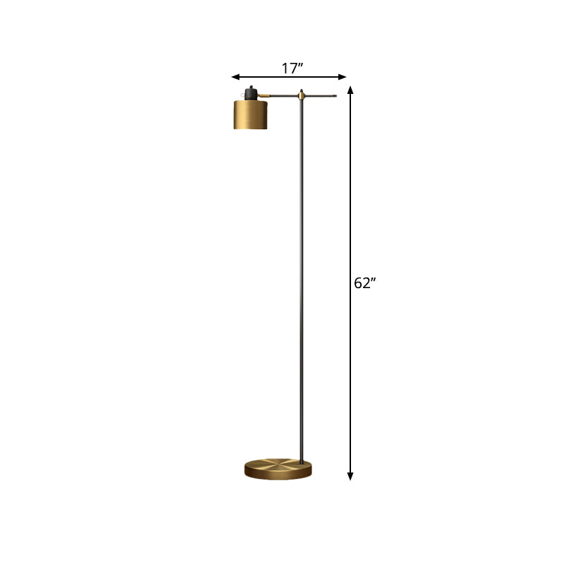 1-Light Brass Floor Lamp With Metal Shade - Perfect For Reading In The Living Room